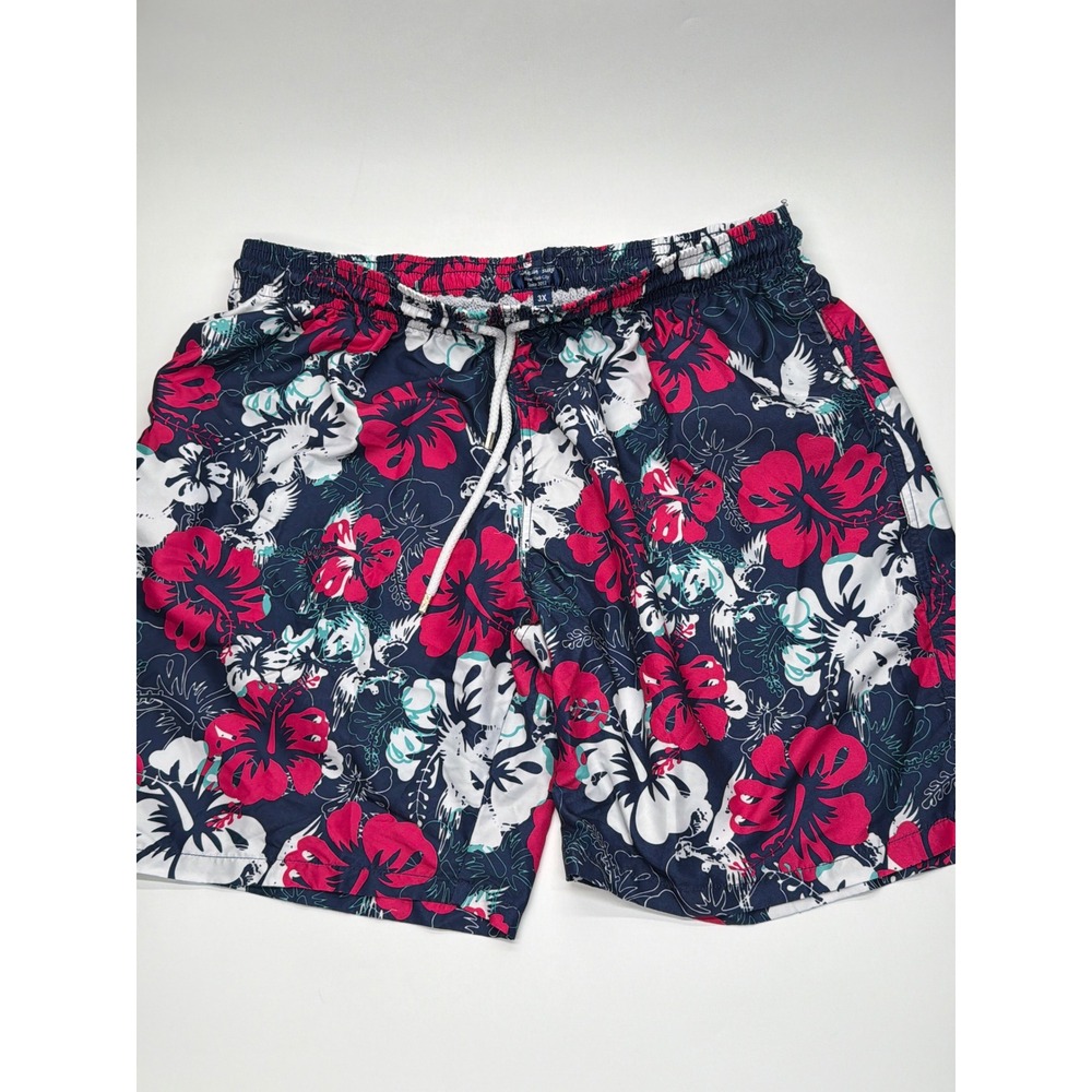 Kailua Surf Mens 3X Swim Trunks Navy Pink Floral Hibiscus‎ Tropical Board Shorts